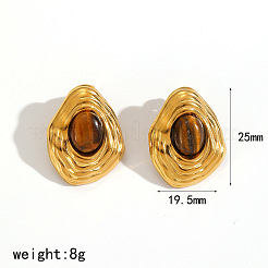 Ohrstecker aus Edelstahl 304 mit natürlichem Tigerauge&nbsp;WG960D6-02