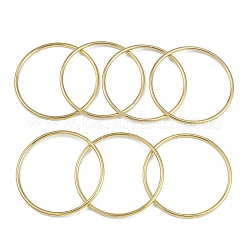 Conjunto de brazaletes de acero inoxidable 201 con revestimiento al vacío de PVD redondo para mujer (7 unidad)&nbsp;BJEW-F476-08G-02