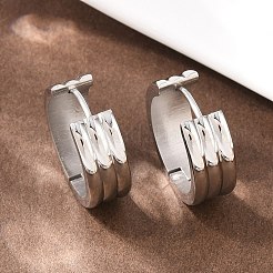 Pendientes de aro texturizados de acero inoxidable 304&nbsp;EJEW-L307-09P-02