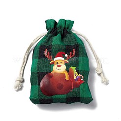 Rechteckige Jutebeutel mit Weihnachtsmotiv und Jutekordel&nbsp;ABAG-E006-01F