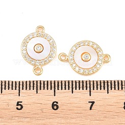 Maglia in ottone con micro pavé di zirconi cubici trasparenti e conchiglie naturali&nbsp;KK-L274-04G