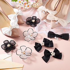 6 Stile Polyester/Stoff Bowknot/Blume Brautschuh Dekoration mit Kunststoff Imitation Perle&nbsp;AJEW-PH0012-07