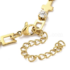 304 Edelstahl Kristall Strass Gliederkettenarmbänder für Damen&nbsp;BJEW-G712-13B-02