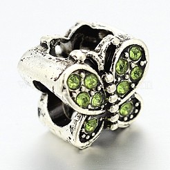 Grande buco rhinestone della lega farfalla perline&nbsp;MPDL-L011-M