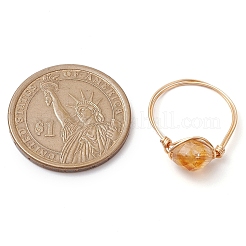 Ovale Fingerringe aus natürlichem Citrin&nbsp;RJEW-JR00796