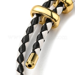 Bracciale a maglie con barra a colonna in ottone con cordini in cuoio&nbsp;BJEW-G675-05G-05