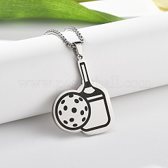 Collar con colgante de paleta de pickleball de acero inoxidable 201 para mujeres y hombres&nbsp;LS-NJEW-H050-02P