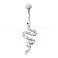 Legierung Strass Schlange gebogene Hantel Bauchnabel Ringe&nbsp;LS-AJEW-R007-03P-04