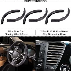 2 coprivolante in fibra per auto e 12 strisce decorative in PVC per aria condizionata&nbsp;AJEW-FH0002-40