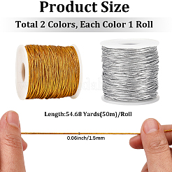 2 Rolle 2 Farben Polyester Metallic elastische Rundschnur&nbsp;OCOR-CY0001-91A