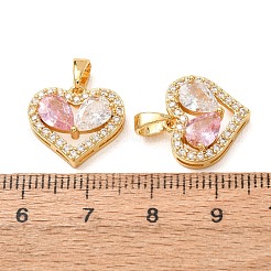 Valentinstag-Anhänger aus Messing mit Mikropavé-Fassung und rosa Zirkonia&nbsp;CU-K002-26B-G