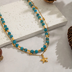 Collana vintage con ciondolo a forma di stella marina in acciaio inossidabile 304&nbsp;DS9069-1