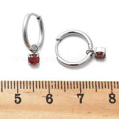 Boucles d'oreilles créoles en acier inoxydable 304 avec micro pavé de zircones cubiques&nbsp;STAS-R004-02P-01
