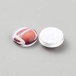 Cabochons en verre sur le thème du ballon de sport&nbsp;GLAA-WH0042-51A