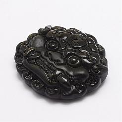 Feng Shui natürlichen goldenen Glanz Obsidian Carven Anhänger&nbsp;G-A169-036