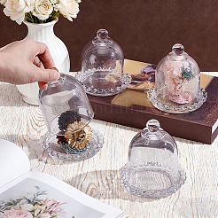Plat à gâteau en verre avec dôme&nbsp;AJEW-WH0481-557