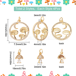 8 Stück 2 Stil Herbst Thema Messing Micro Pave klare Zirkonia Anhänger&nbsp;ZIRC-SC0001-26