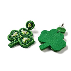 Ohrhänger aus Glasperlen zum St. Patrick's Day&nbsp;LS-EJEW-F327-01A