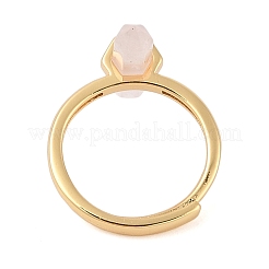 Anillos ajustables de cuarzo rosa natural con prisma hexagonal de doble punta para mujer&nbsp;RJEW-G327-01G-04