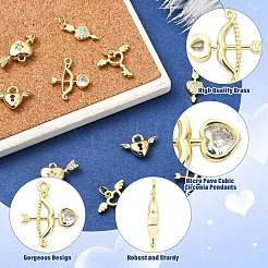 10 Stück 5 Stile Messing Micro Pave klare Zirkonia Charms&nbsp;KK-CJ0004-45