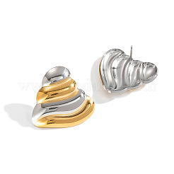 Boucles d'oreilles à tige triangulaires texturées bicolores en acier inoxydable&nbsp;BH4323