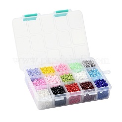 375g 15 Farben Glas Saatperlen&nbsp;SEED-JP0004-02-4mm