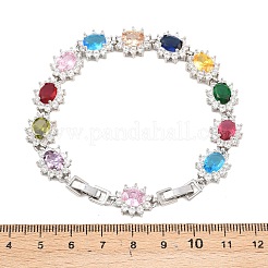 Bracciali da tennis in ottone color platino con micro pavé di zirconi cubici&nbsp;BJEW-B160-15P