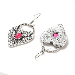 Cuore con anello orecchini pendenti in resina&nbsp;EJEW-G370-07AS