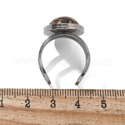 Ovale Fingerringe aus natürlichem Leopardenfell-Jaspis&nbsp;RJEW-M062-02P-16