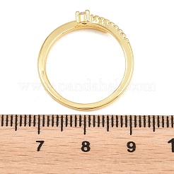 Anelli aperti con polsino in ottone micro pavé di zirconi cubici trasparenti per donna&nbsp;RJEW-T032-01B-G