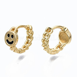Orecchini a cerchio huggie in ottone smaltato&nbsp;EJEW-S210-012-NR