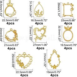 32 Stück 8-Stil Legierung offene Rückseite Lünette Anhänger&nbsp;PALLOY-OC0002-86