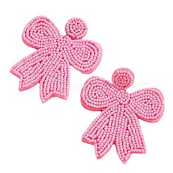 Boucles d'oreilles pendantes en verre et tissu avec nœud papillon&nbsp;FS-WG55AB9-01