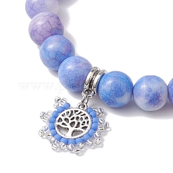 Set di braccialetti elasticizzati con perline di vetro crackle opaco rotondo da 2 pz 2 colori da 10.5 mm&nbsp;BJEW-MZ00081