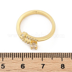 Ovale offene Manschettenringe aus Messing mit Mikropflaster und klaren Zirkonia für Damen&nbsp;RJEW-G343-24G
