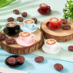13 Stil Mini-Kaffeebohne & Kaffeetasse Harz Display Dekorationen&nbsp;DJEW-TA0001-20