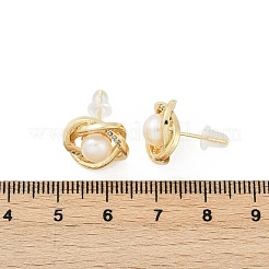Orecchini a bottone in ottone con perle finte&nbsp;KK-D301-06G