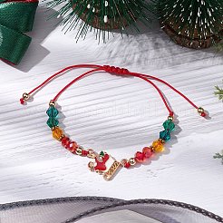 Weihnachtsarmbänder aus geflochtenen Glasperlen&nbsp;BJEW-JB10892-01