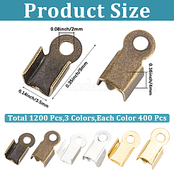 1200 Stück 3 Farben faltbare Crimpenden aus Eisen&nbsp;IFIN-CL0001-11