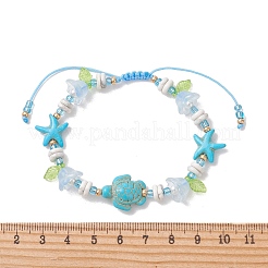 Bracelets de perles en acrylique tissées avec de la turquoise synthétique&nbsp;BJEW-MZ00343-03