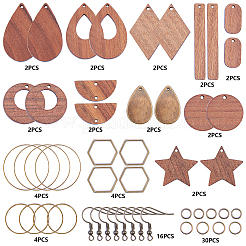 Kit fai da te per realizzare orecchini pendenti in legno di noce e plastica CCB&nbsp;DIY-SC0012-43AB
