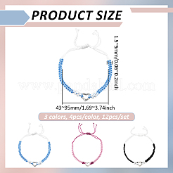 12 Stück 3 Farben verstellbare geflochtene Armbänder aus Nylonfaden für Frauen&nbsp;BJEW-GO0002-05