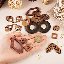 DIY-Set für hohle Geometrie-Ohrhänger aus Walnussholz&nbsp;DIY-TA0009-18
