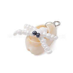 Pendentifs en coquillages cauris naturels et perles de verre&nbsp;PALLOY-MZ00323