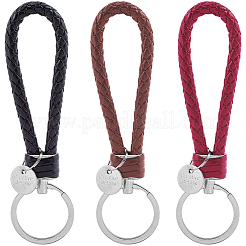 12 Stück 3 Farben Schlüsselanhänger aus Strickpu-Leder&nbsp;KEYC-CL0001-20A