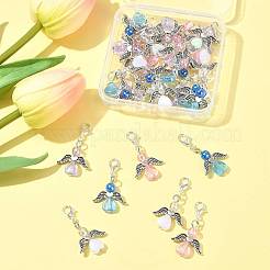 32 pz 4 colori angelo acrilico trasparente con decorazioni pendenti in lega&nbsp;HJEW-FS00040-01