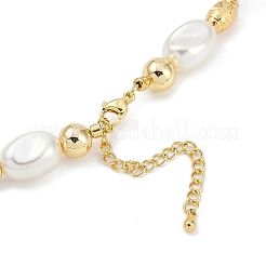 Collane di perle finte in ottone e abs con placcatura ovale e rotonda&nbsp;NJEW-P317-10G
