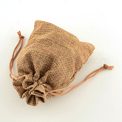 Sacs en polyester imitation toile de jute sacs à cordon&nbsp;LS-ABAG-R004-14x10cm-03