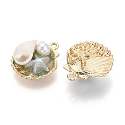 Colgantes de resina de aleación chapada en ABS y perla de imitación y porcelana con estante luminoso.&nbsp;ENAM-T091-70