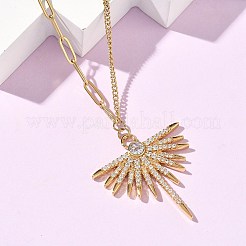 Colliers pendentifs en acier inoxydable 304 micro pavés de zircones cubiques transparentes pour femmes&nbsp;LS-NJEW-Z103-01G-06